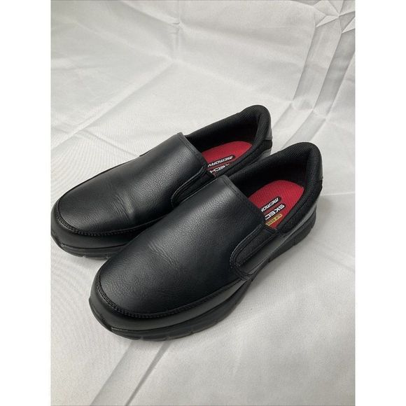 Skechers 77157 Nampa Groton Memory Foam SlipOn Resistant Black Work Shoes US7.5 - Picture 8 of 10